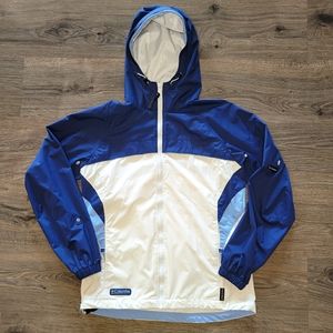 Columbia Blue & White Thin Lightweight Rain Coat